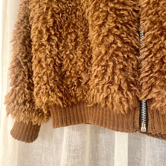 Zara Brown Teddy Bomber Coat Jacket - Picture 8 of 10